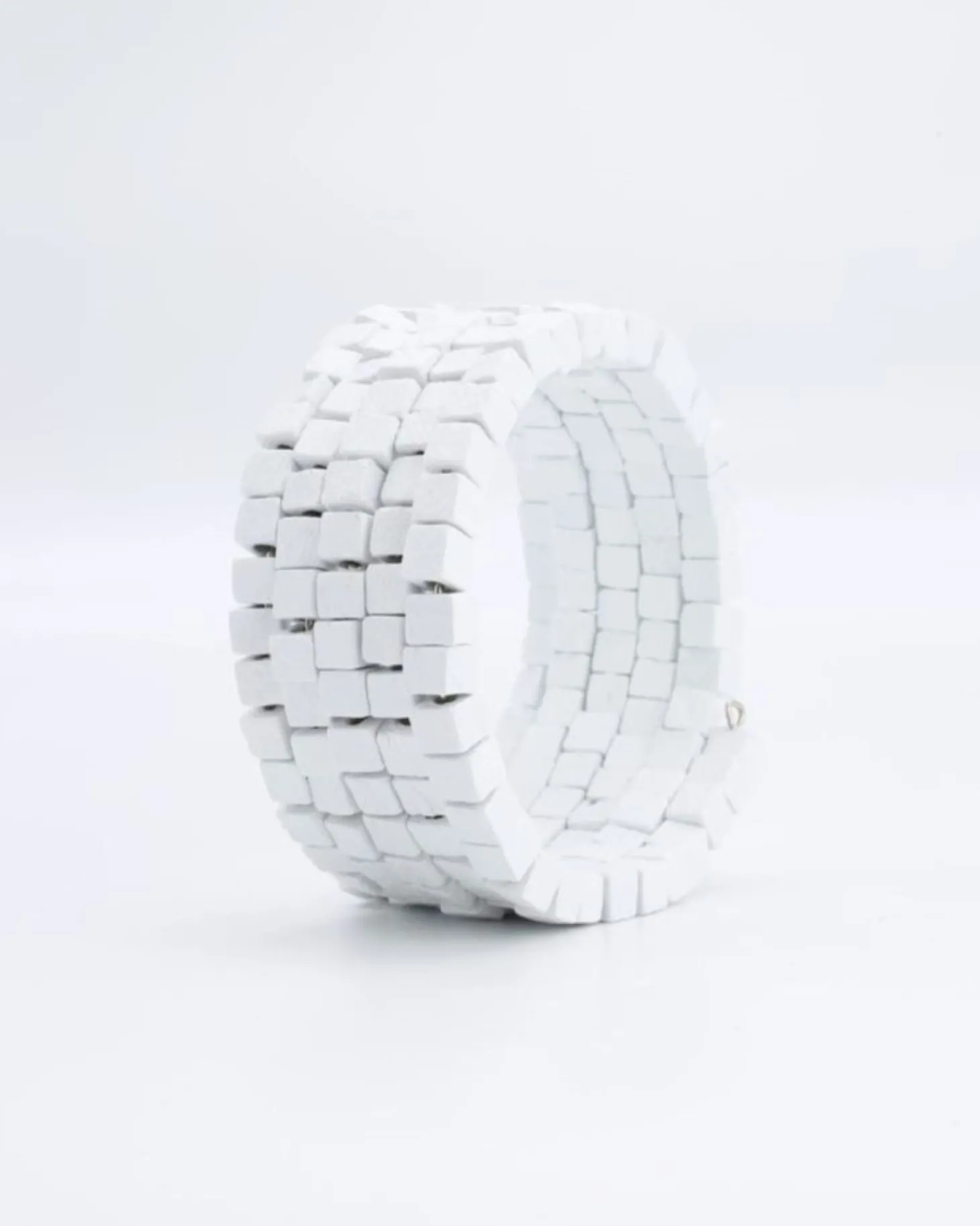 Pashmina Wooden Beads Snake Bracelet, White