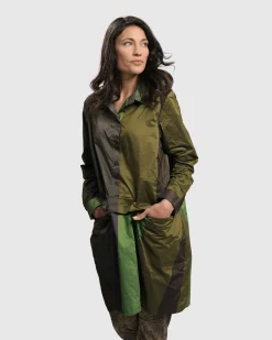 Patio Stones Button Down Tunic Top, Forest