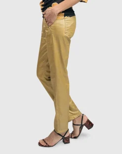 Pinstripe Iconic Stretch Jeans, Gold