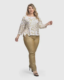 Pinstripe Iconic Stretch Jeans, Gold