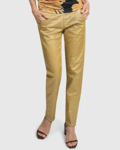 Pinstripe Iconic Stretch Jeans, Gold