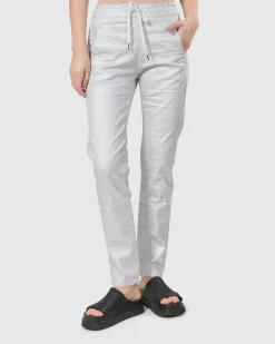 Pinstripe Iconic Stretch Jeans, Silver/White