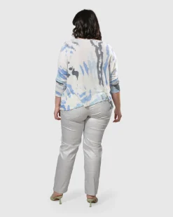Pinstripe Iconic Stretch Jeans, Silver/White