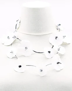 Poppy Flower Necklace, White