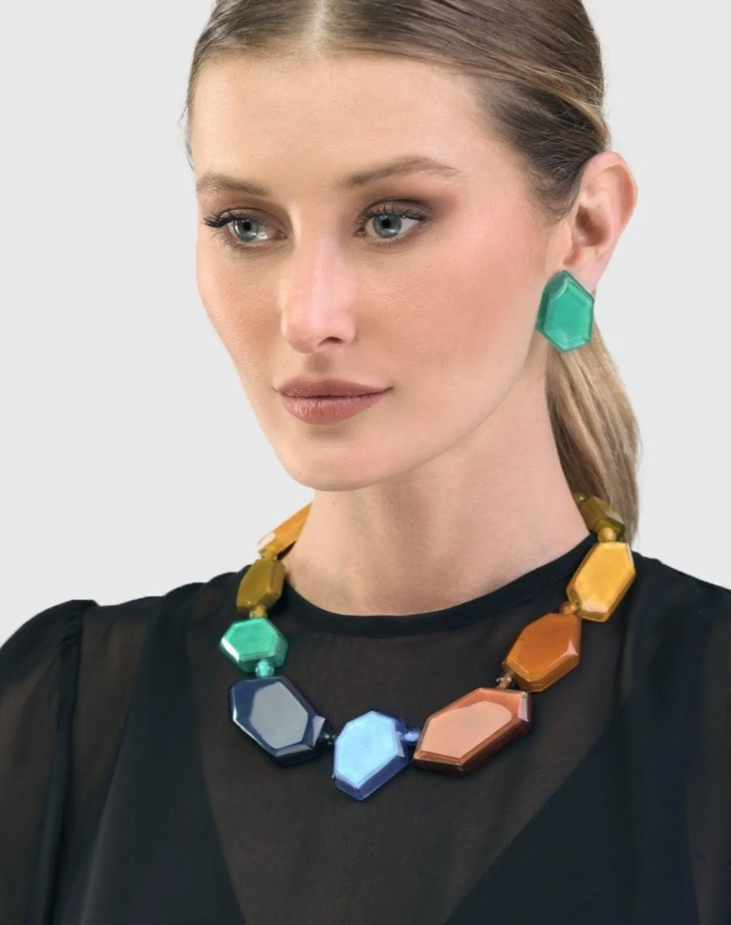 Rainbow Faceted Bead Necklace, Multi