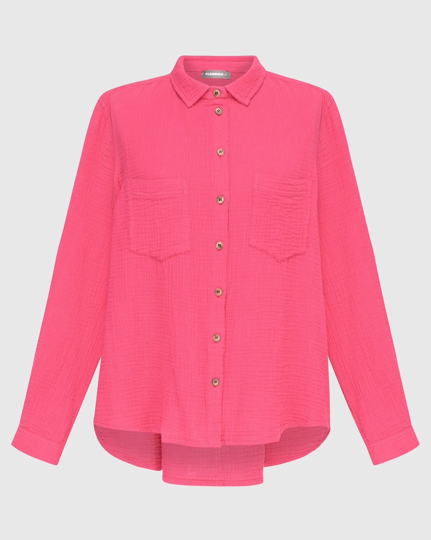 Recreation Button Down Top, Fuchsia