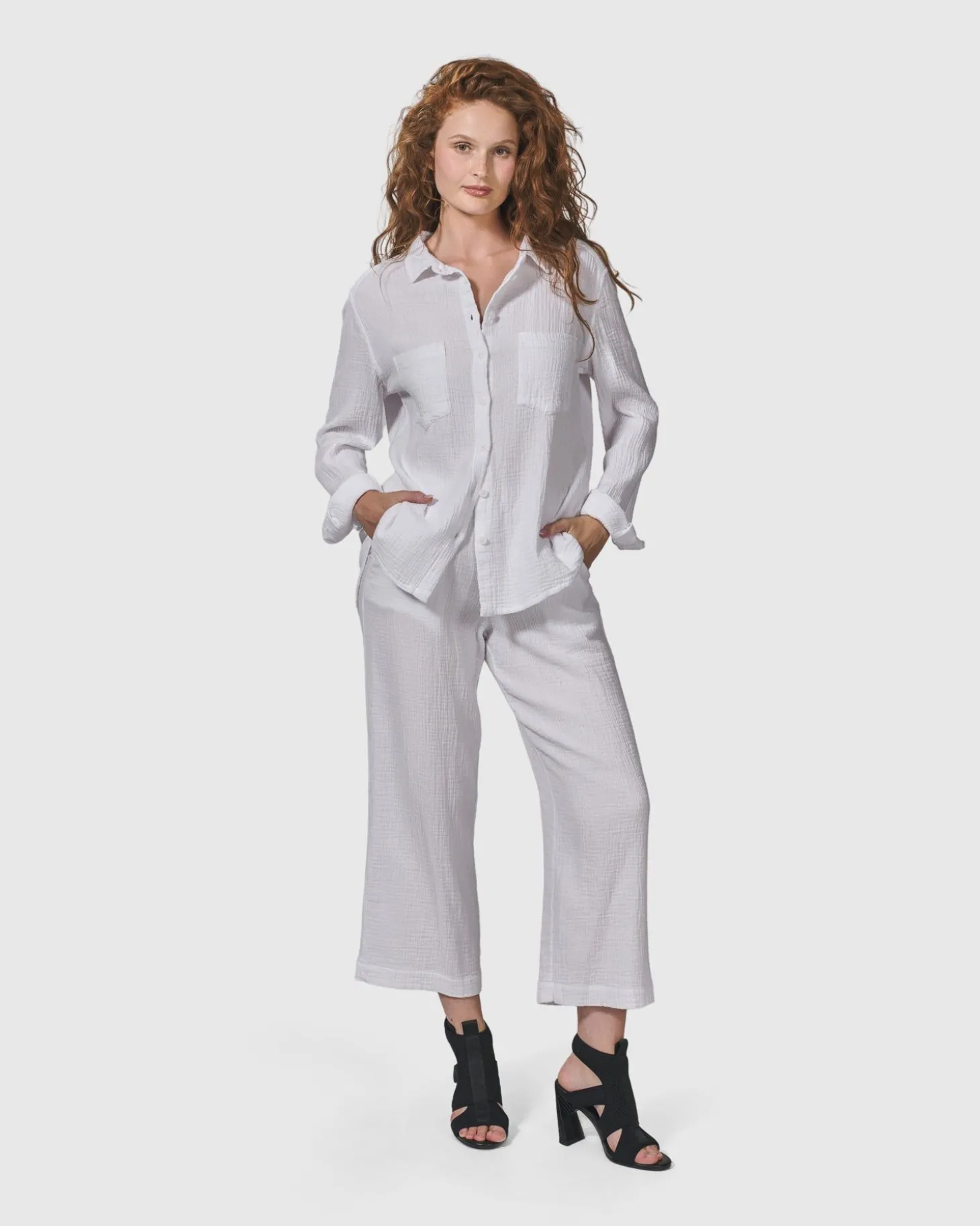 Recreation Button Down Top, White