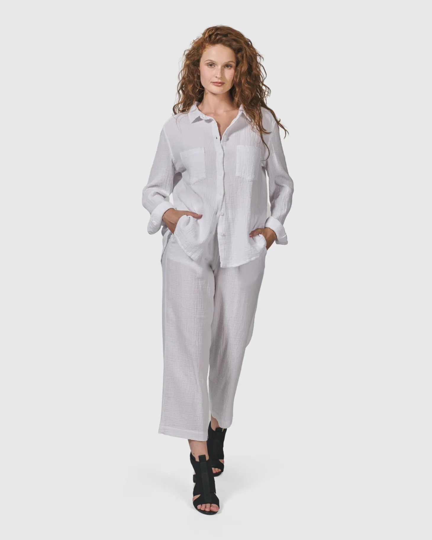 Recreation Button Down Top, White