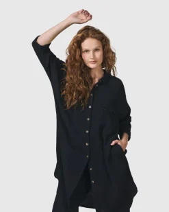 Recreation Shirt Dress, Black