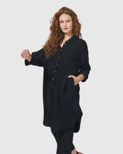 Recreation Shirt Dress, Black