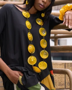 Recycled Bottle Painted Necklace, Yellow