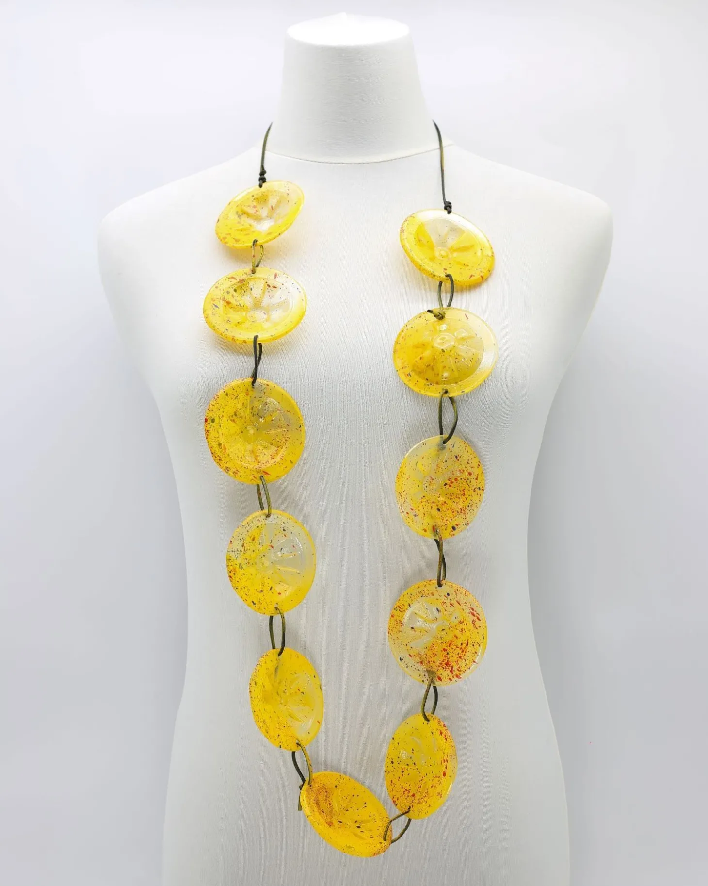 Recycled Bottle Painted Necklace, Yellow