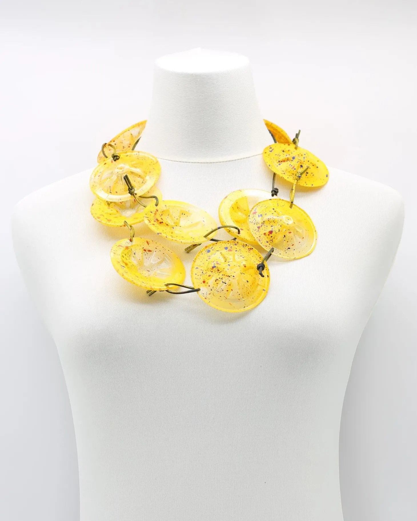 Recycled Bottle Painted Necklace, Yellow