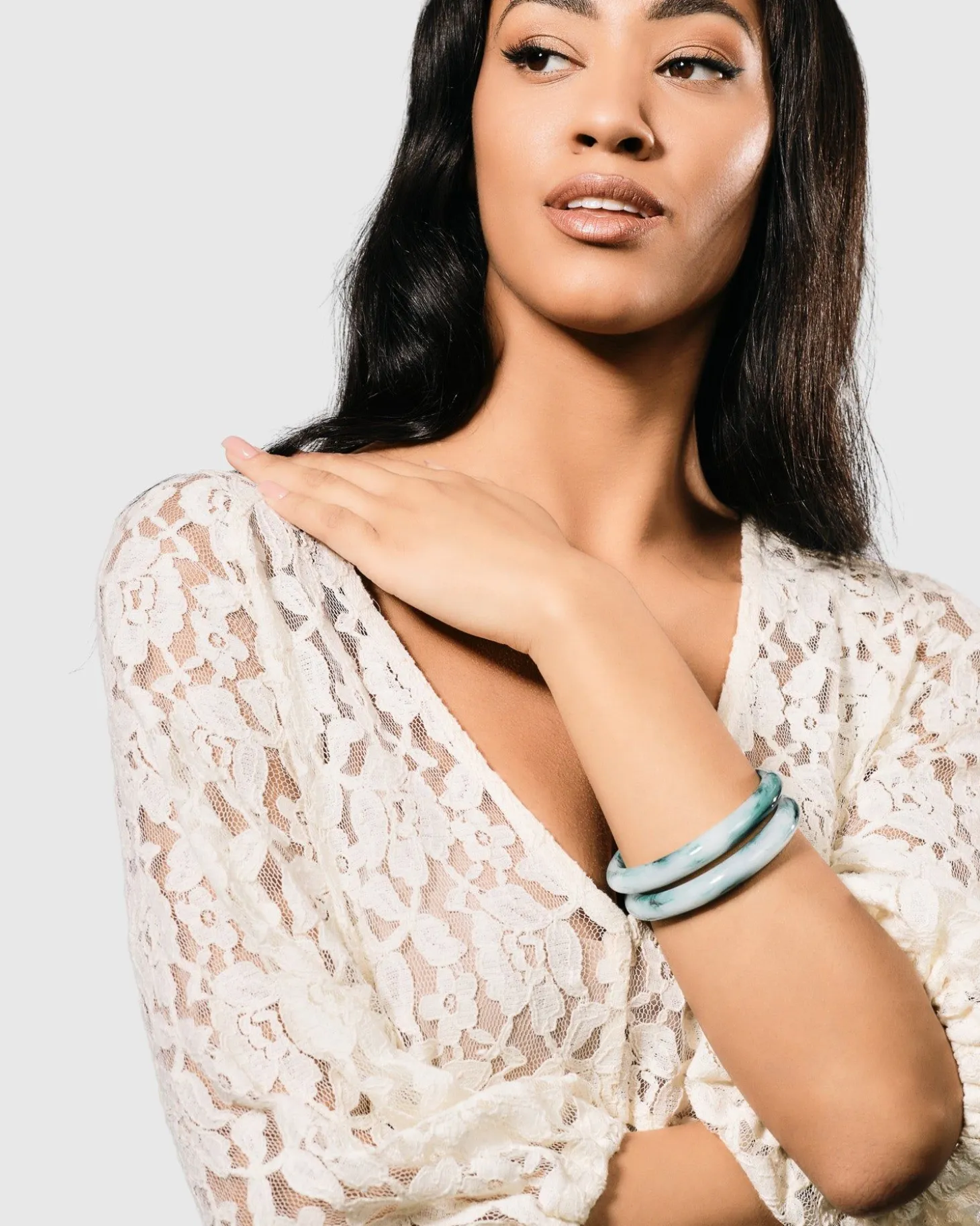 Rounded Bangle Bracelet, Jade