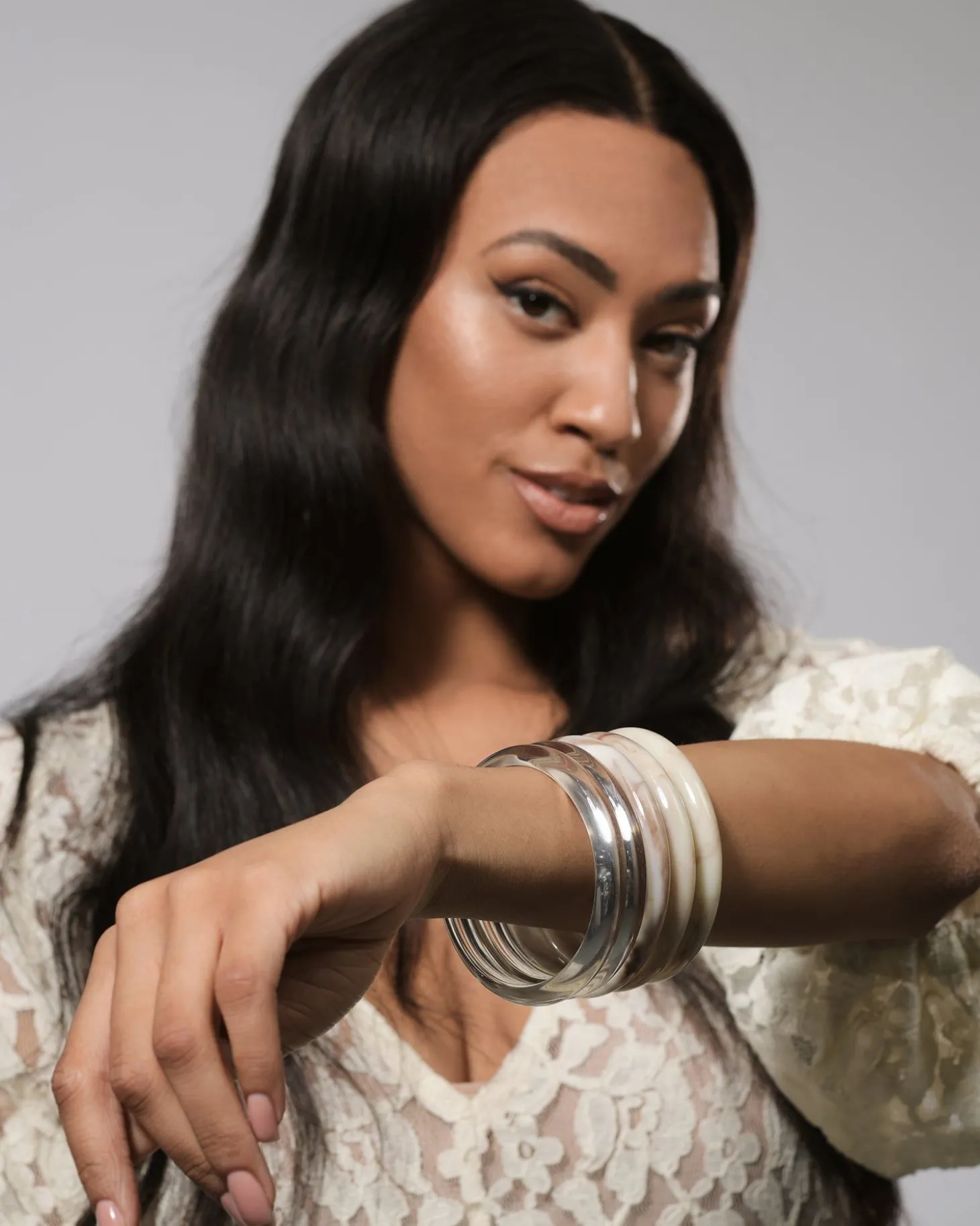 Rounded Bangle Bracelet, Oat