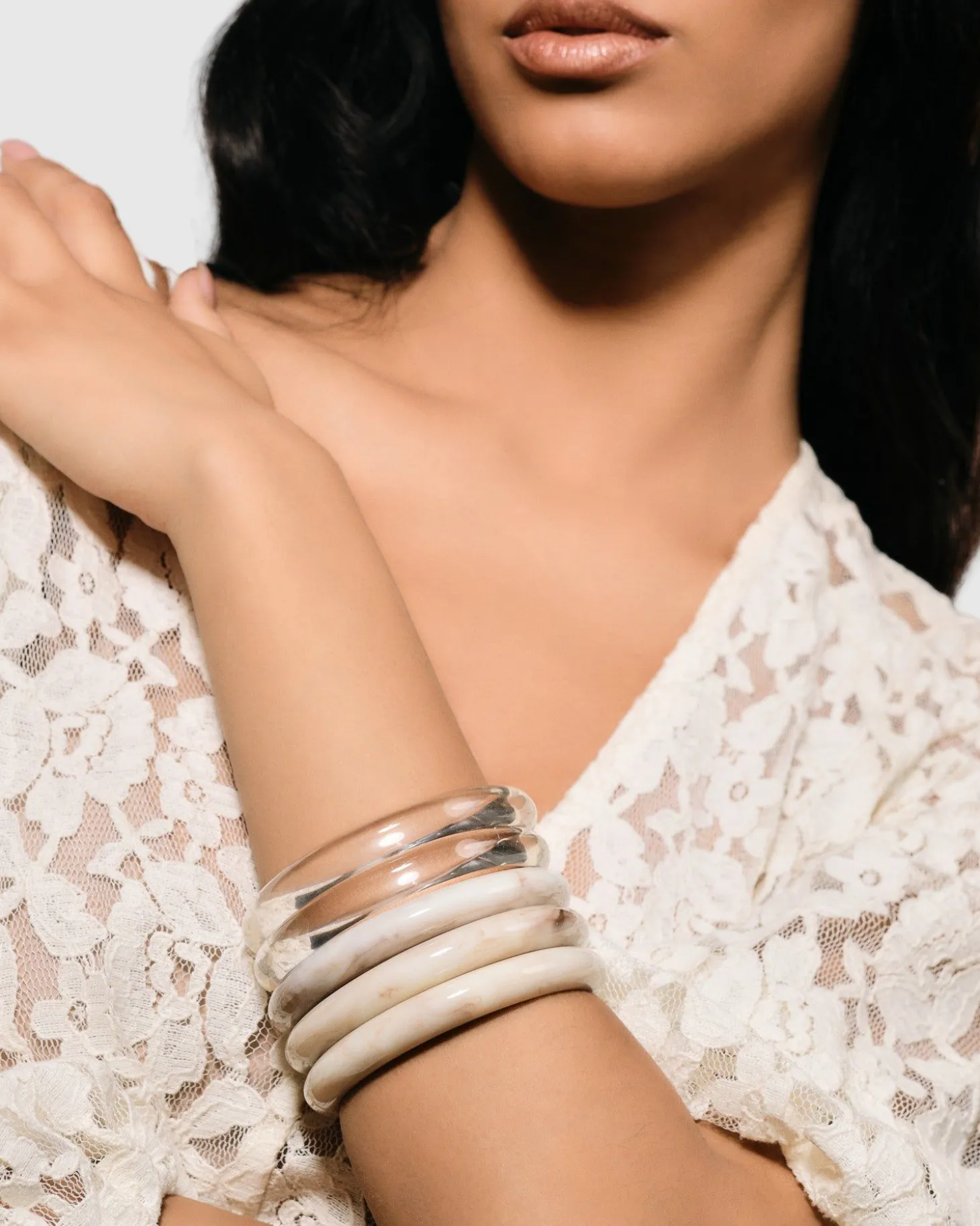 Rounded Bangle Bracelet, Oat