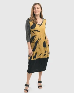 Ru Crinkle Cocoon Dress, Yellow