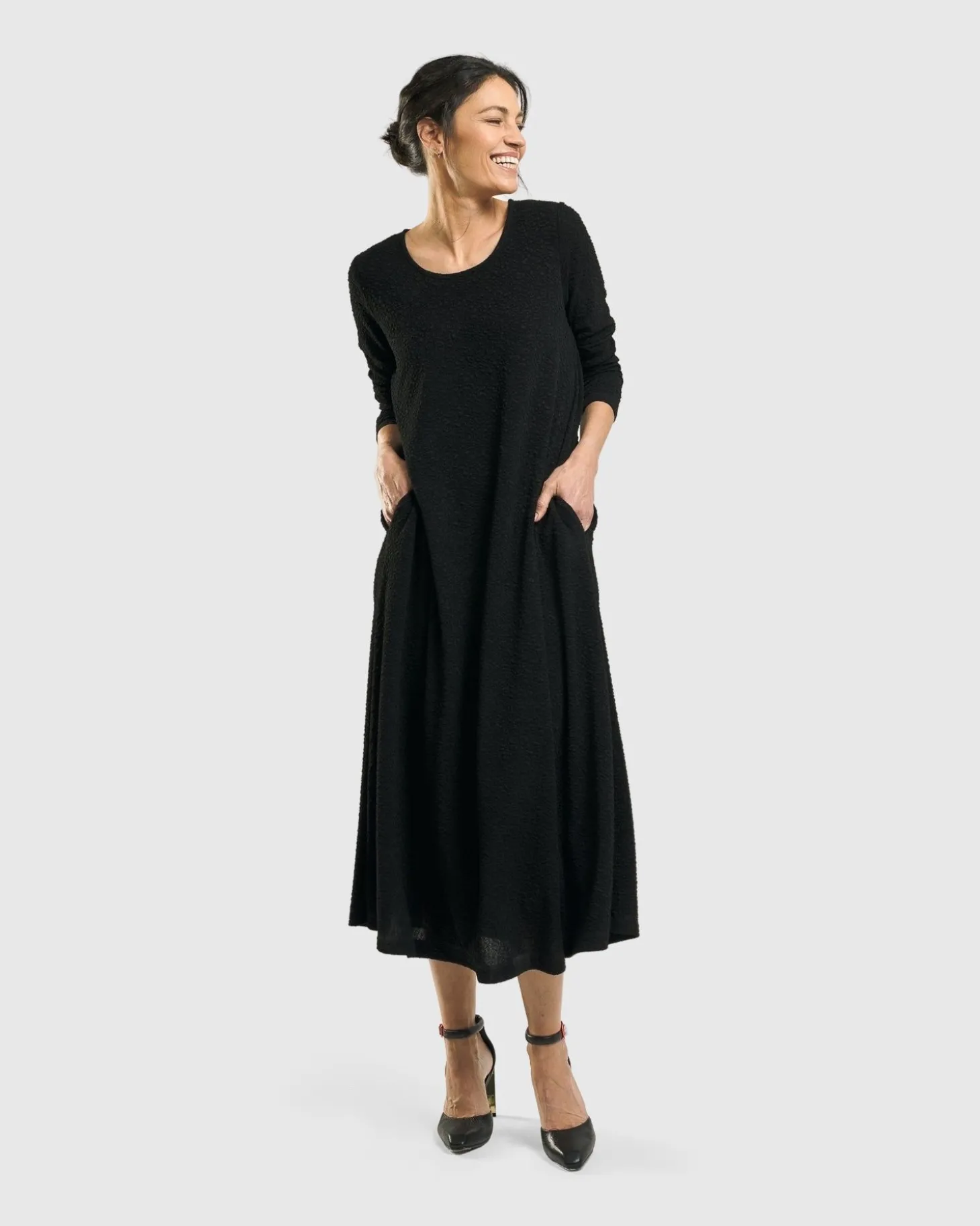 Sabrina A-Line Dress, Black