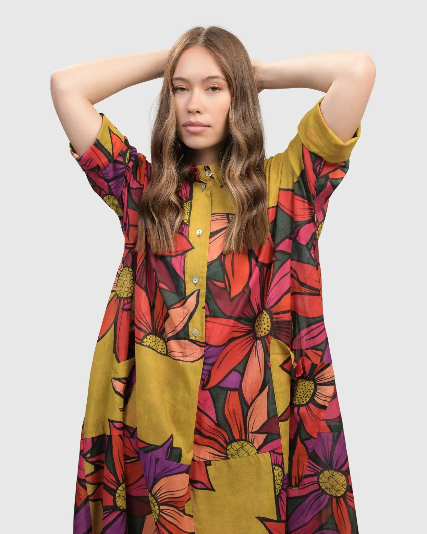 Saffron Shirt Dress, Bouquet