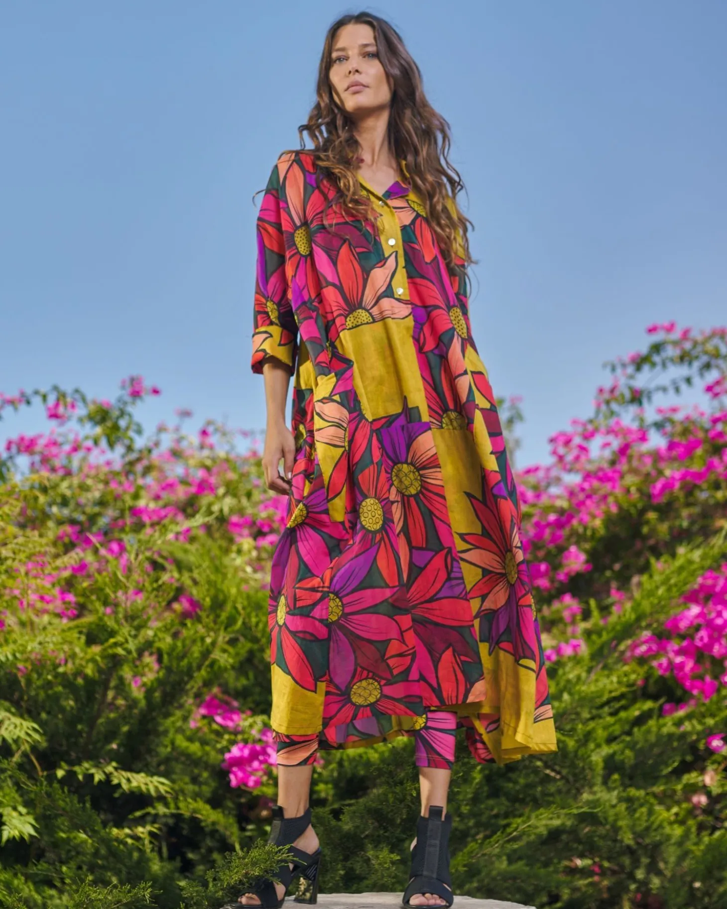 Saffron Shirt Dress, Bouquet