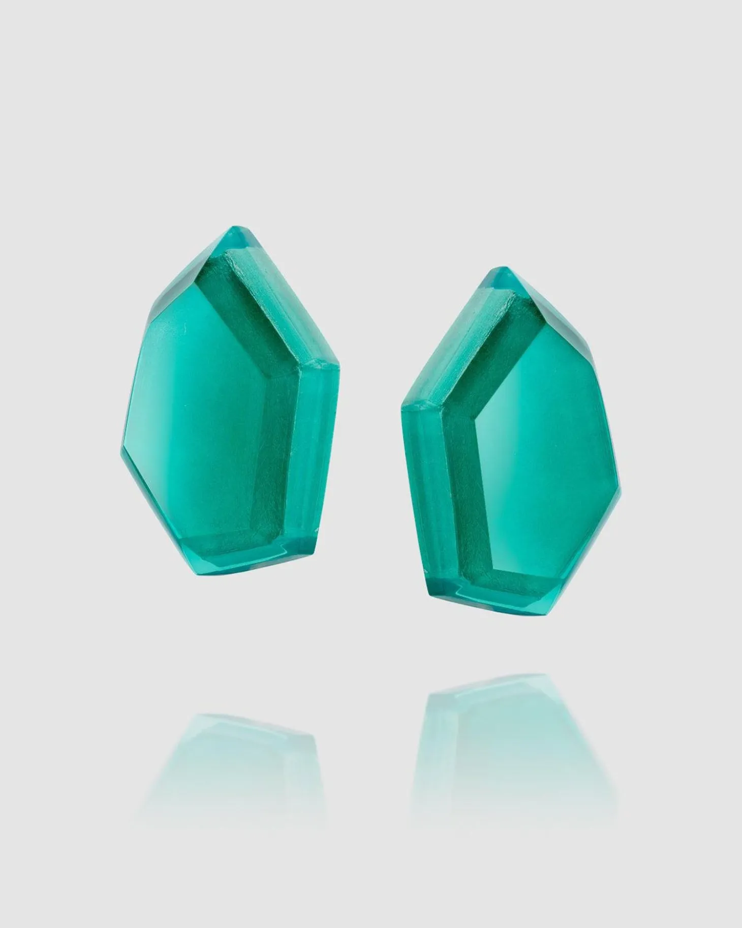 Sea Faceted Clip Earrings, Green