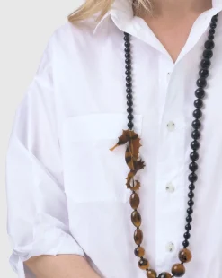 Seahorse Bead Necklace, Tortoise/Black