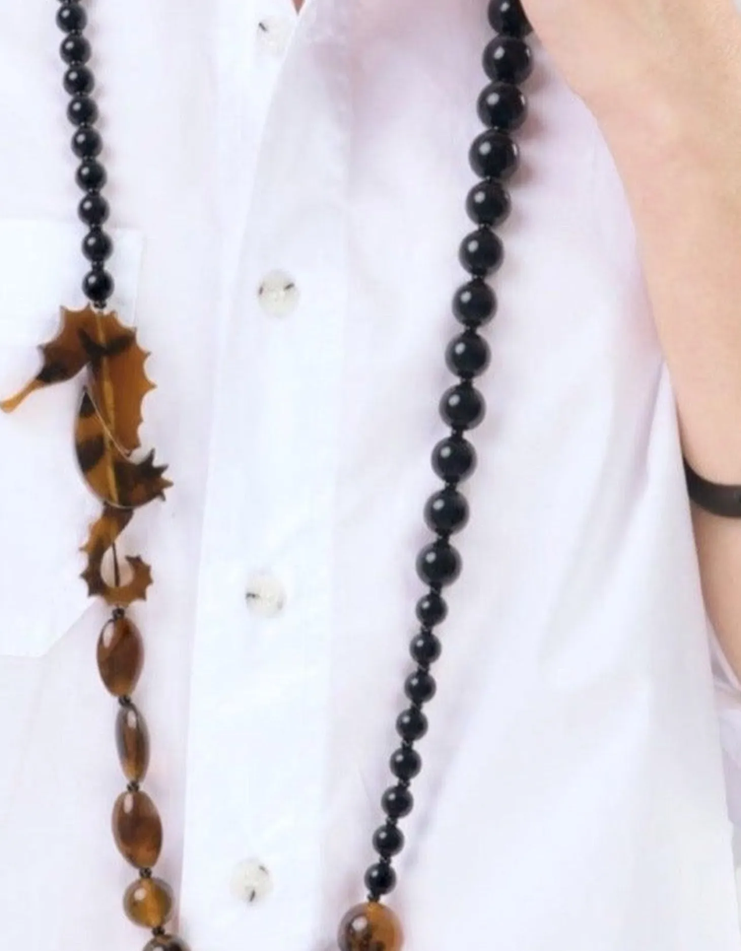 Seahorse Bead Necklace, Tortoise/Black