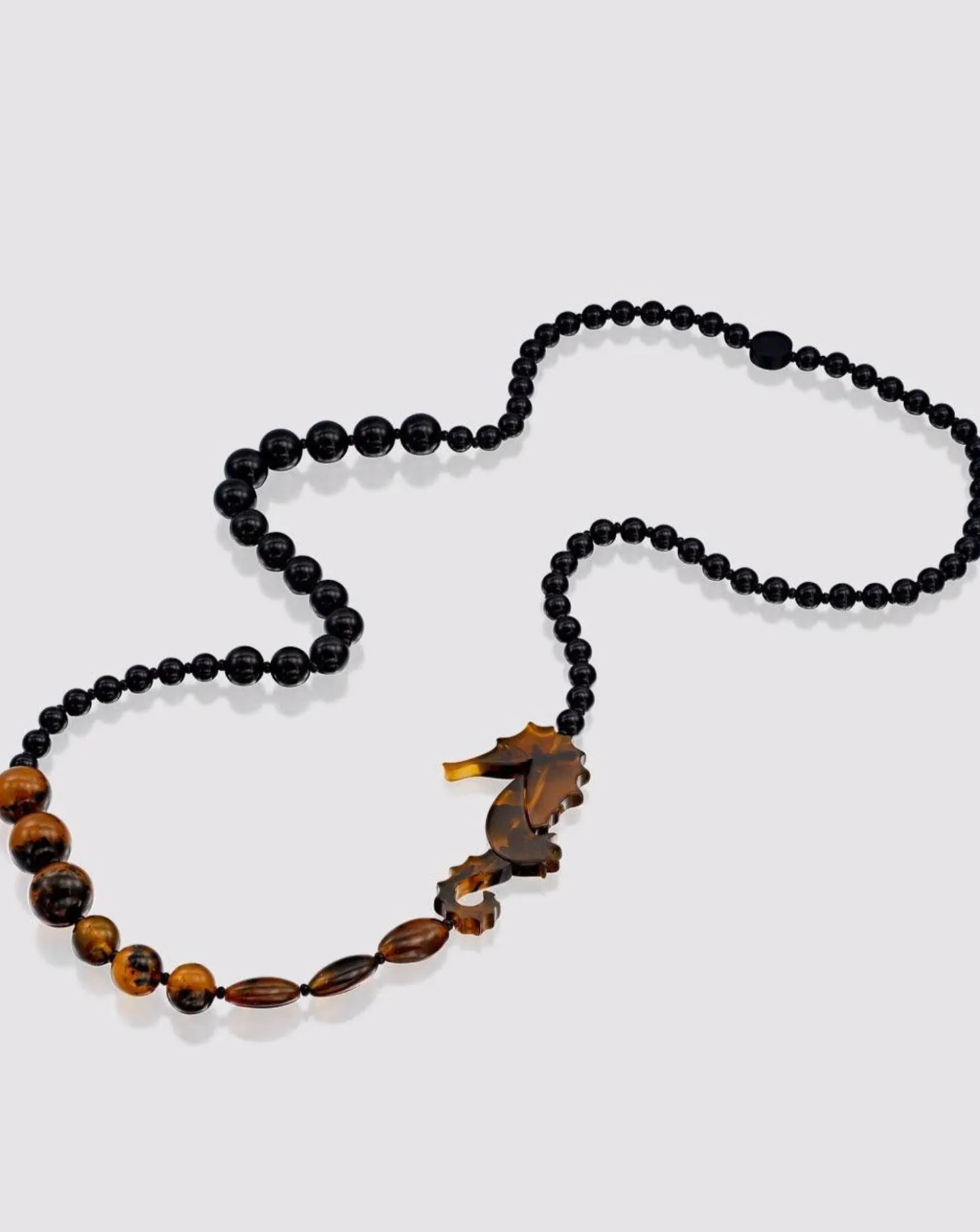 Seahorse Bead Necklace, Tortoise/Black