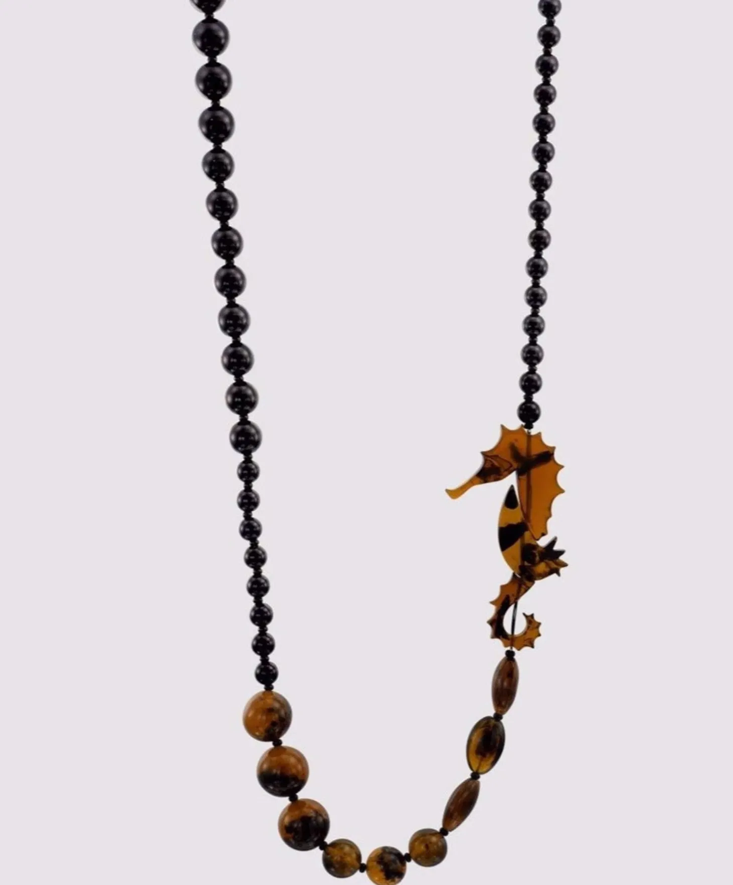 Seahorse Bead Necklace, Tortoise/Black