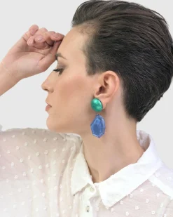 Sea & Sky Drop Earrings, Green/Blue