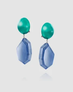 Sea & Sky Drop Earrings, Green/Blue