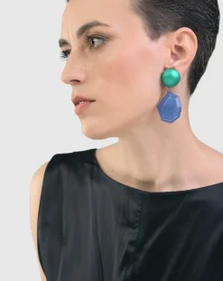 Sea & Sky Drop Earrings, Green/Blue