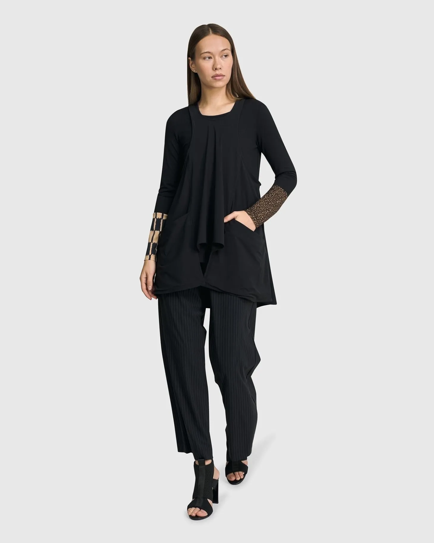 Shelley Apron Top, Black