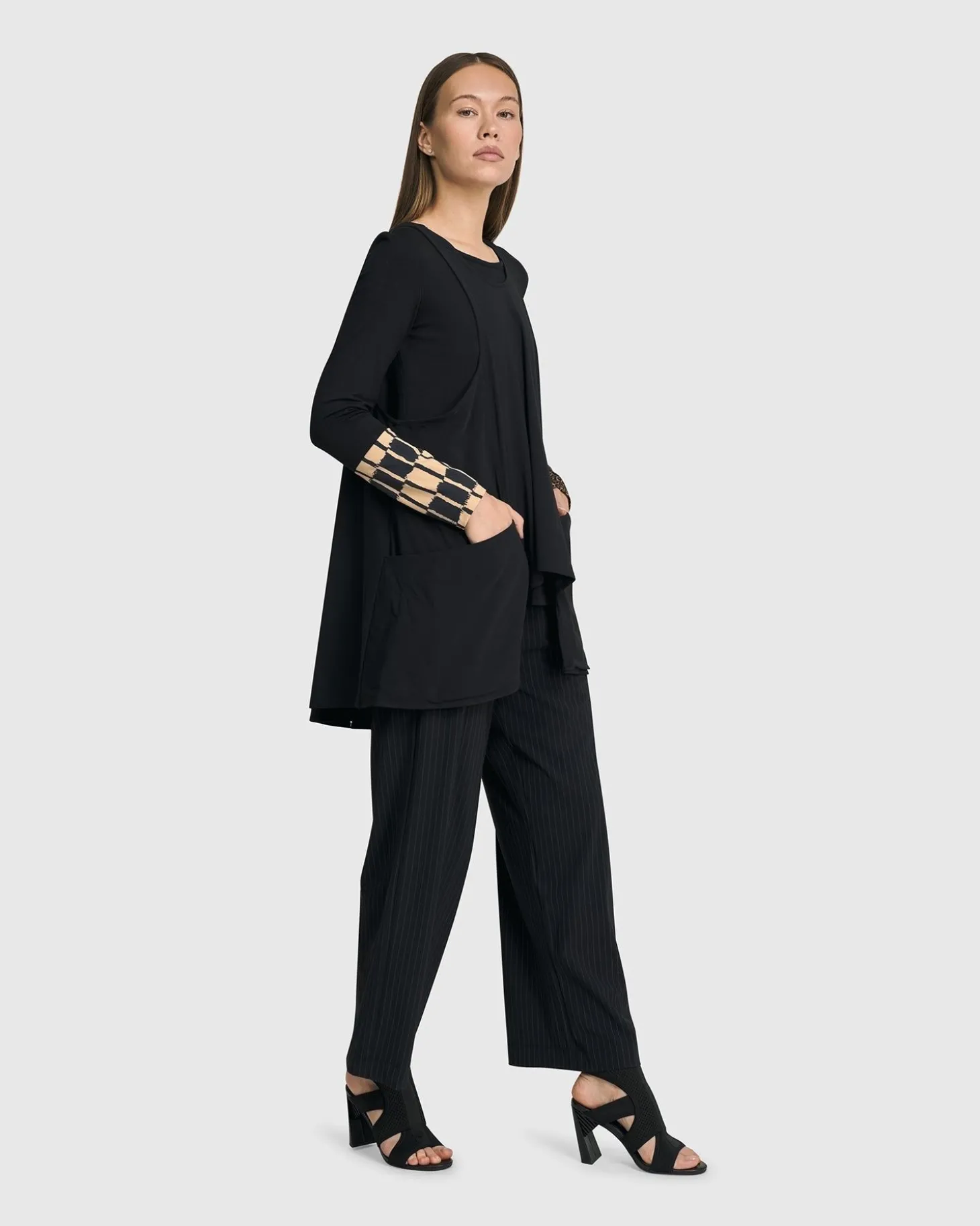 Shelley Apron Top, Black