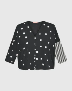 Skylar Crop Cardigan, Squares
