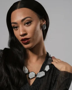 Smoke Faceted Clip Earrings, Starlight