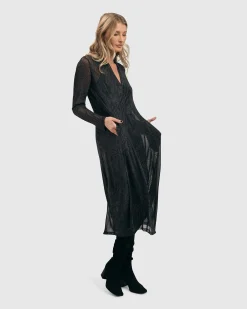 Soft Chiffon Cocoon Dress, Pewter