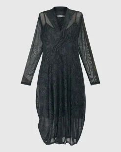 Soft Chiffon Cocoon Dress, Pewter