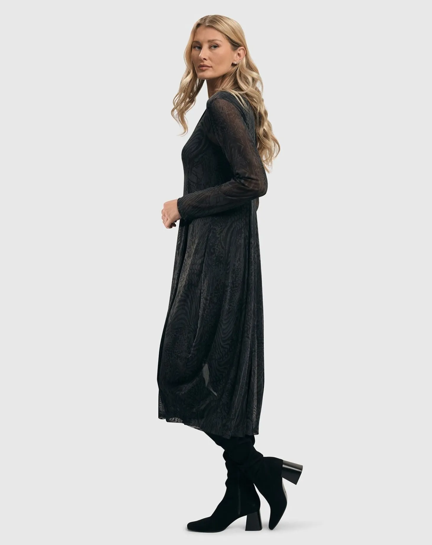 Soft Chiffon Cocoon Dress, Pewter