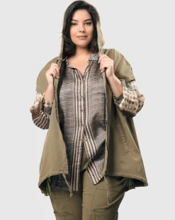 Soft Twill Drawstring Vest, Khaki