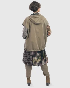 Soft Twill Drawstring Vest, Khaki