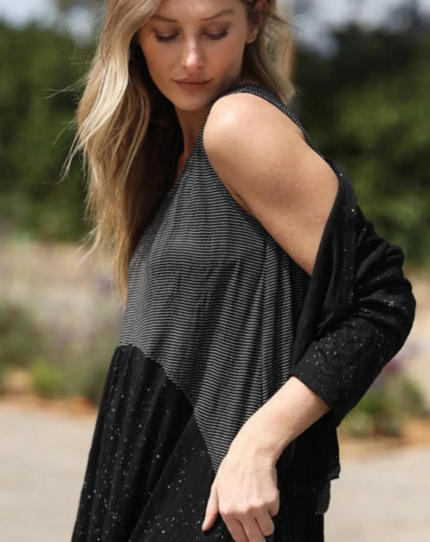 Sprinkle Crinkle Tank Dress, Black