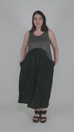 Sprinkle Crinkle Tank Dress, Black