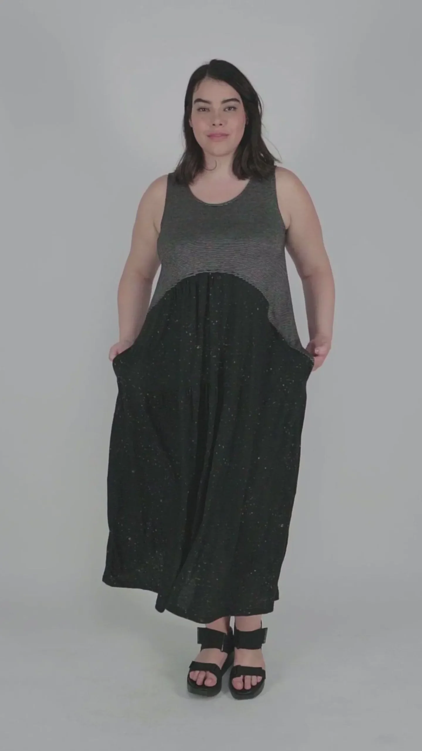Sprinkle Crinkle Tank Dress, Black