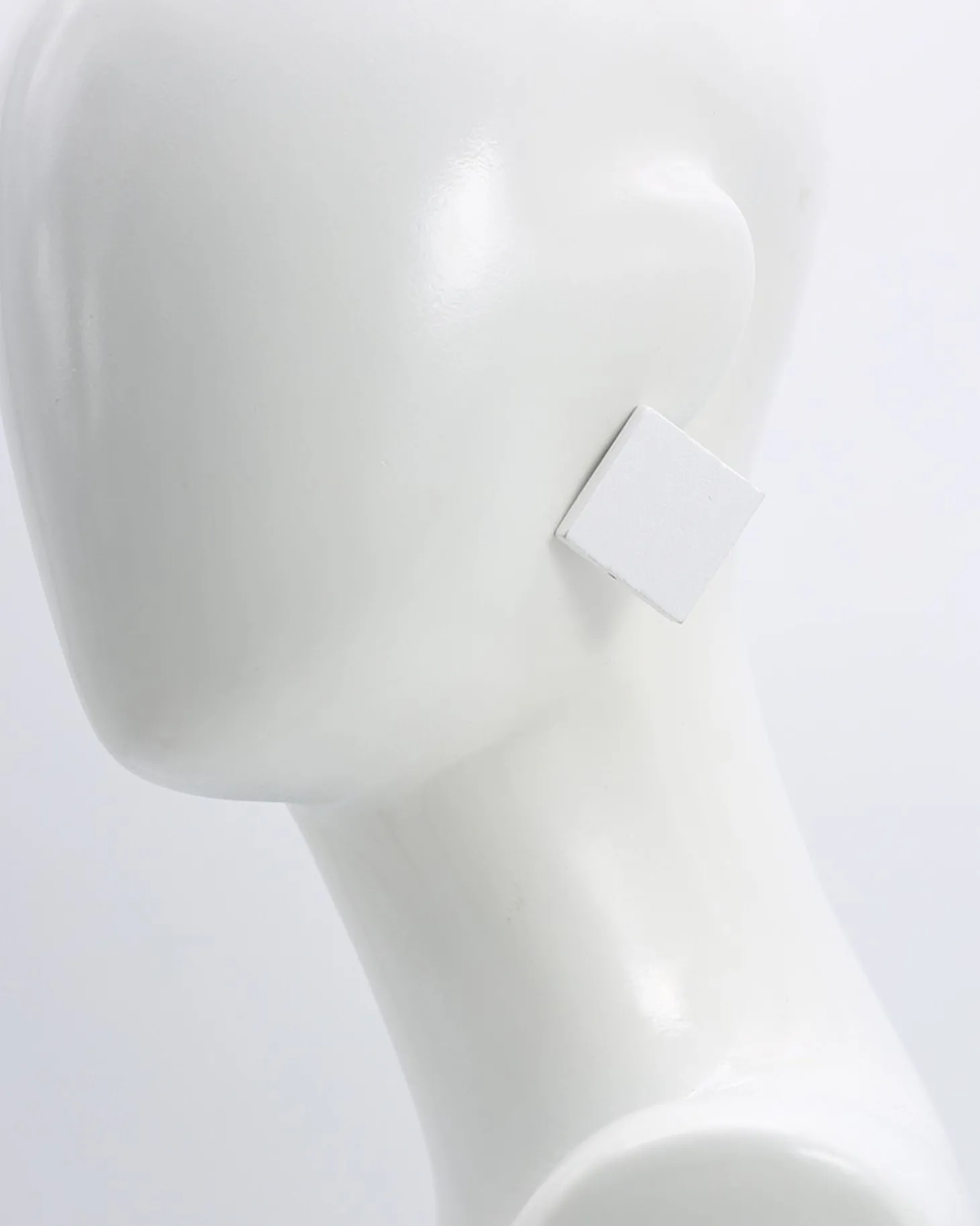 Square Wood Earrings, White