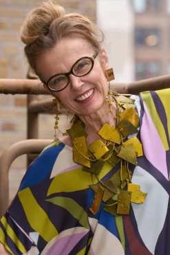 3-Strand Recycled Leather Necklaces - Hand Painted Yellow Graffiti