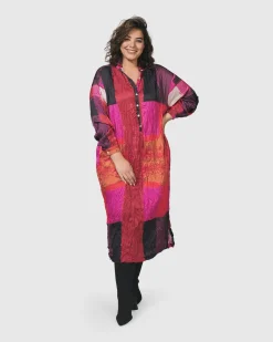 Sunset Strip Shirt Dress, Magenta