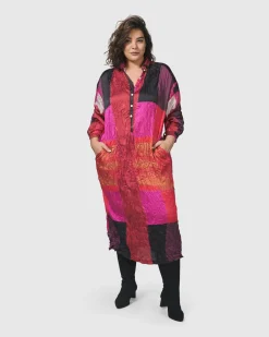 Sunset Strip Shirt Dress, Magenta