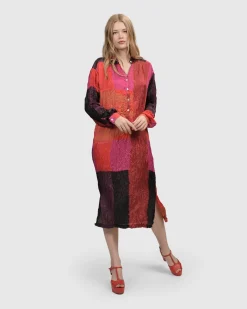 Sunset Strip Shirt Dress, Magenta