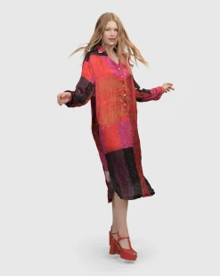 Sunset Strip Shirt Dress, Magenta